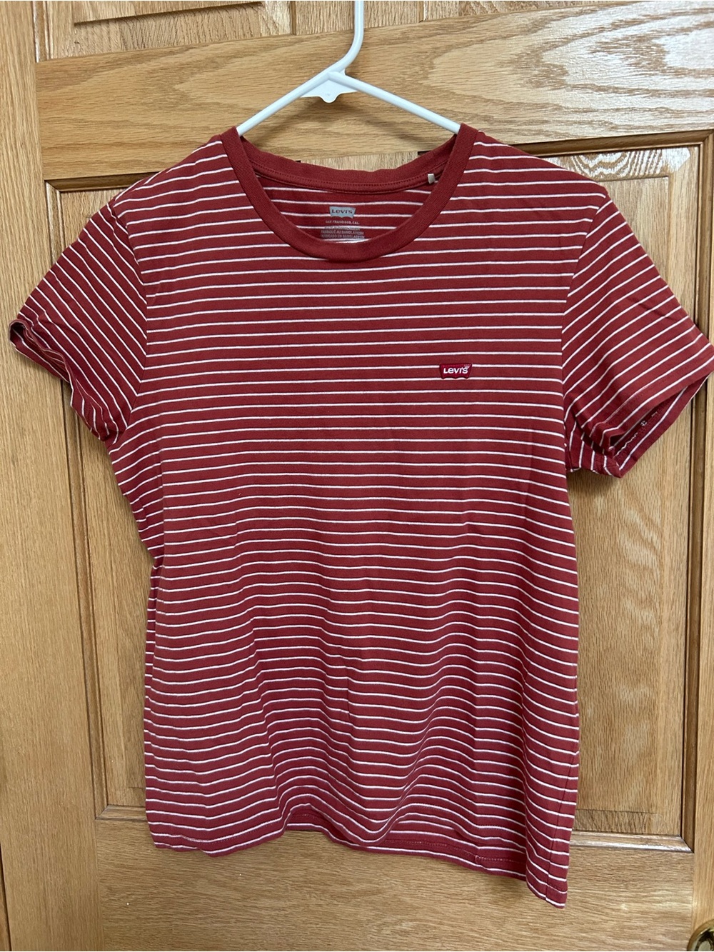Levi's Red and White Striped Short Sleeve Crew Tee